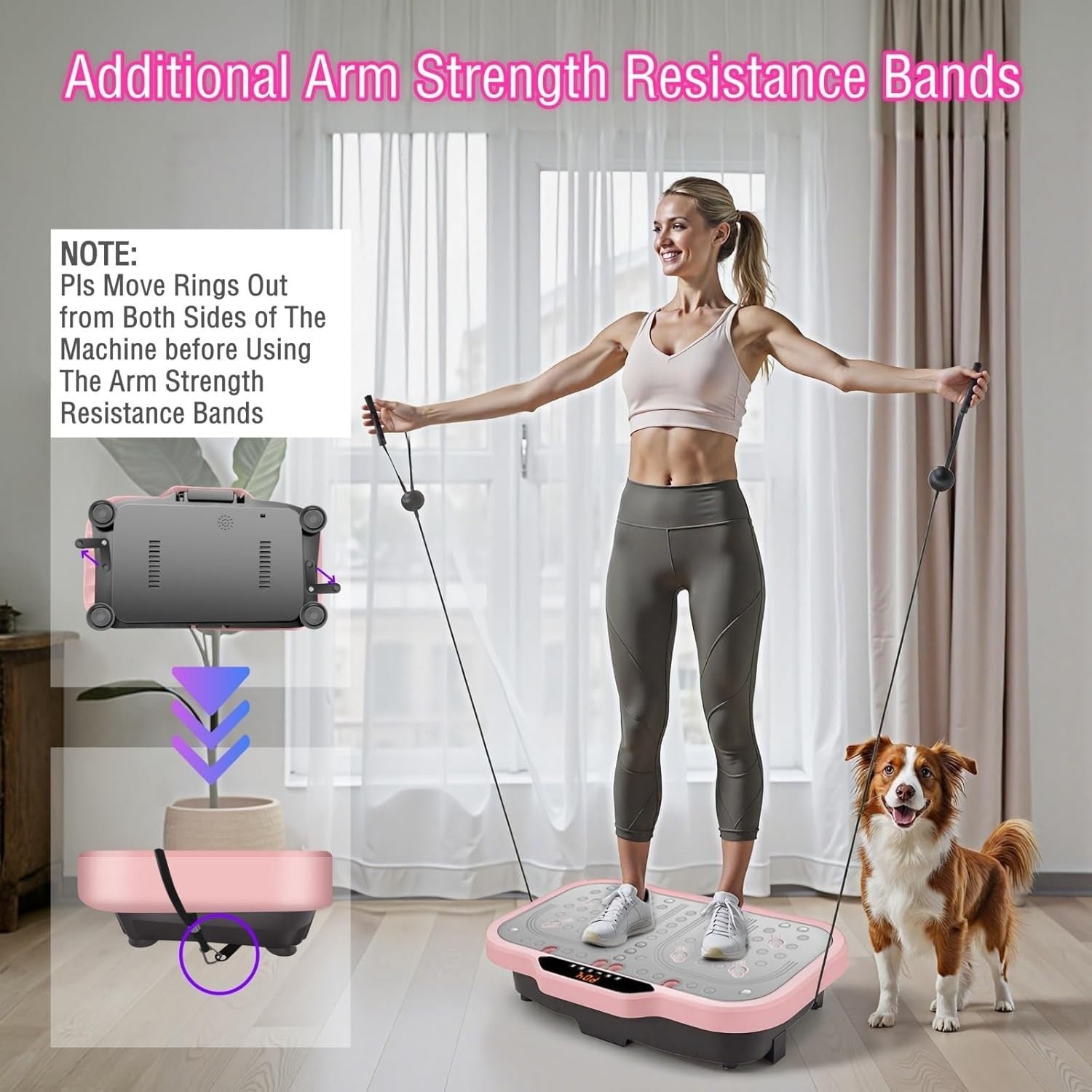 Pink Vibration Plate Exercise Machine Whole Body Workout Home Fitness