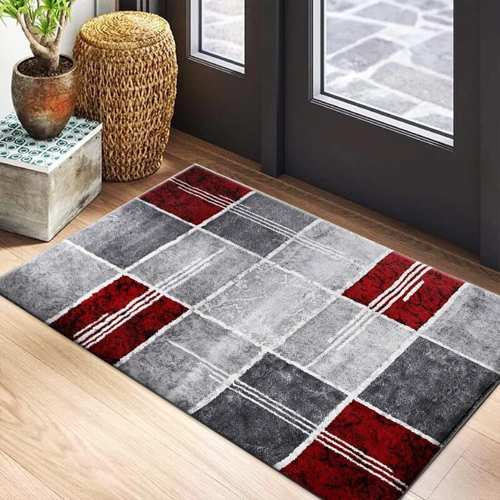 Red Door Mat Rug 60x110cm Soft Thick Pile Non Shed Indoor Kitchen Hallway