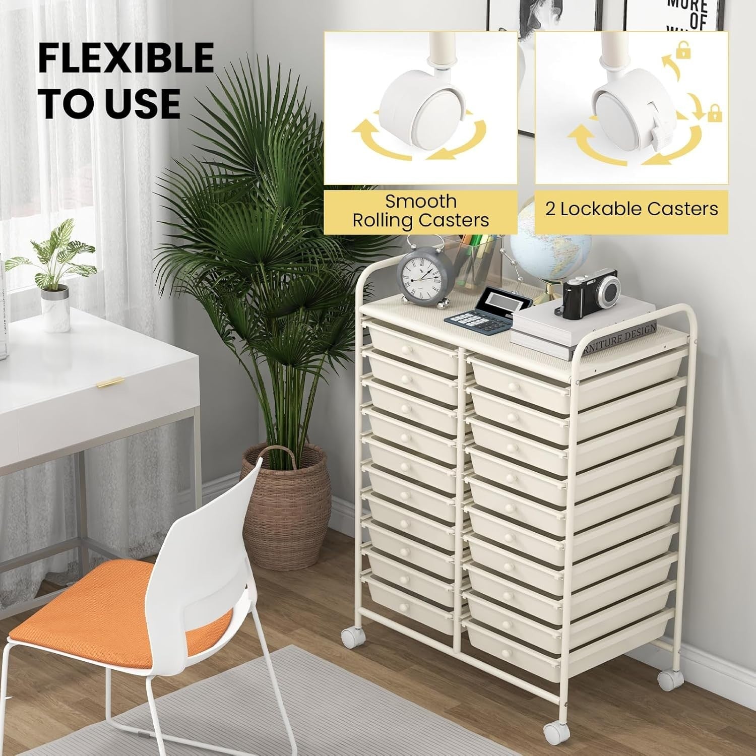20 Drawer Rolling Storage Trolley Mobile Organiser Cart with Wheels