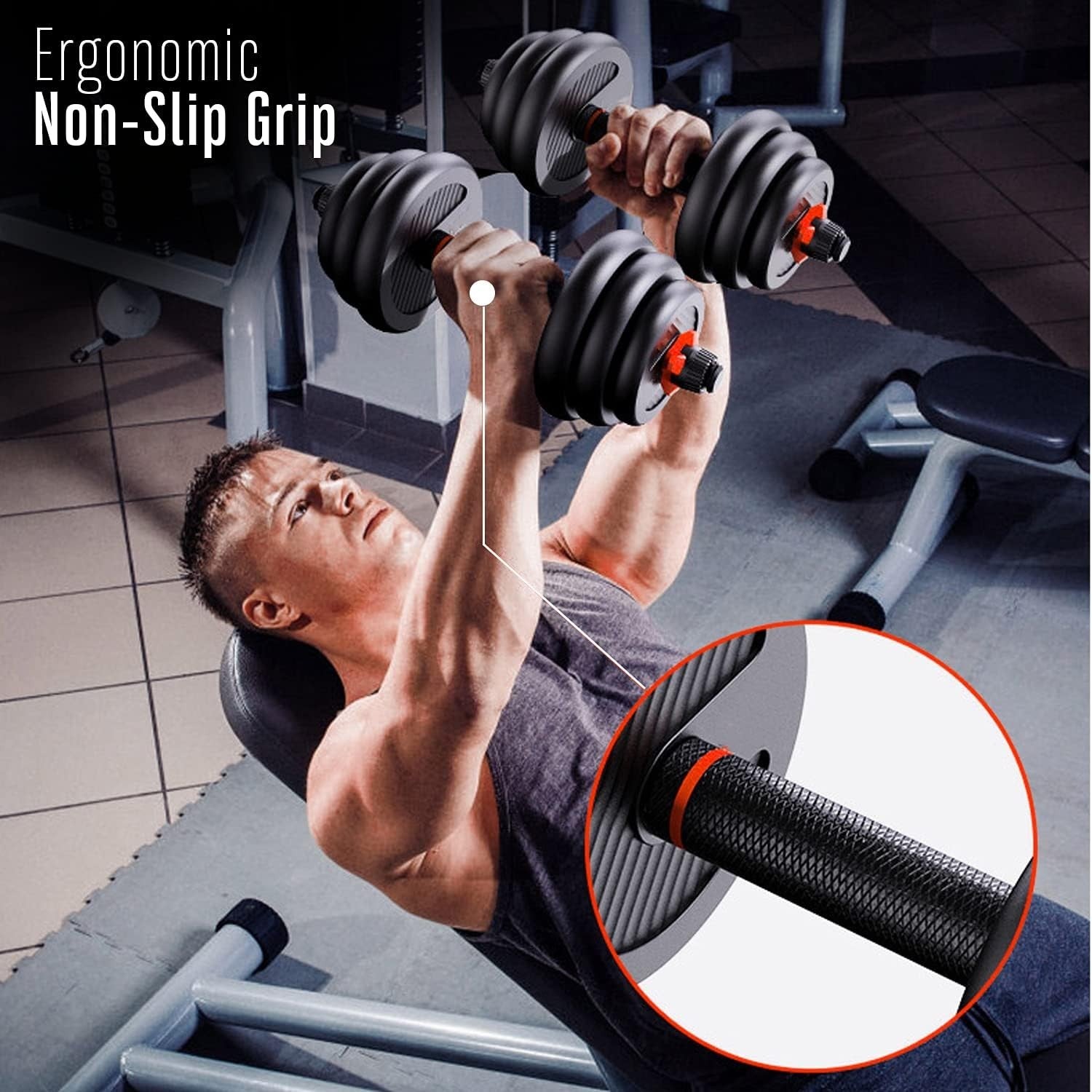 Adjustable 6 in 1 Dumbbell Barbell Kettlebell Set 30–40KG Home Gym