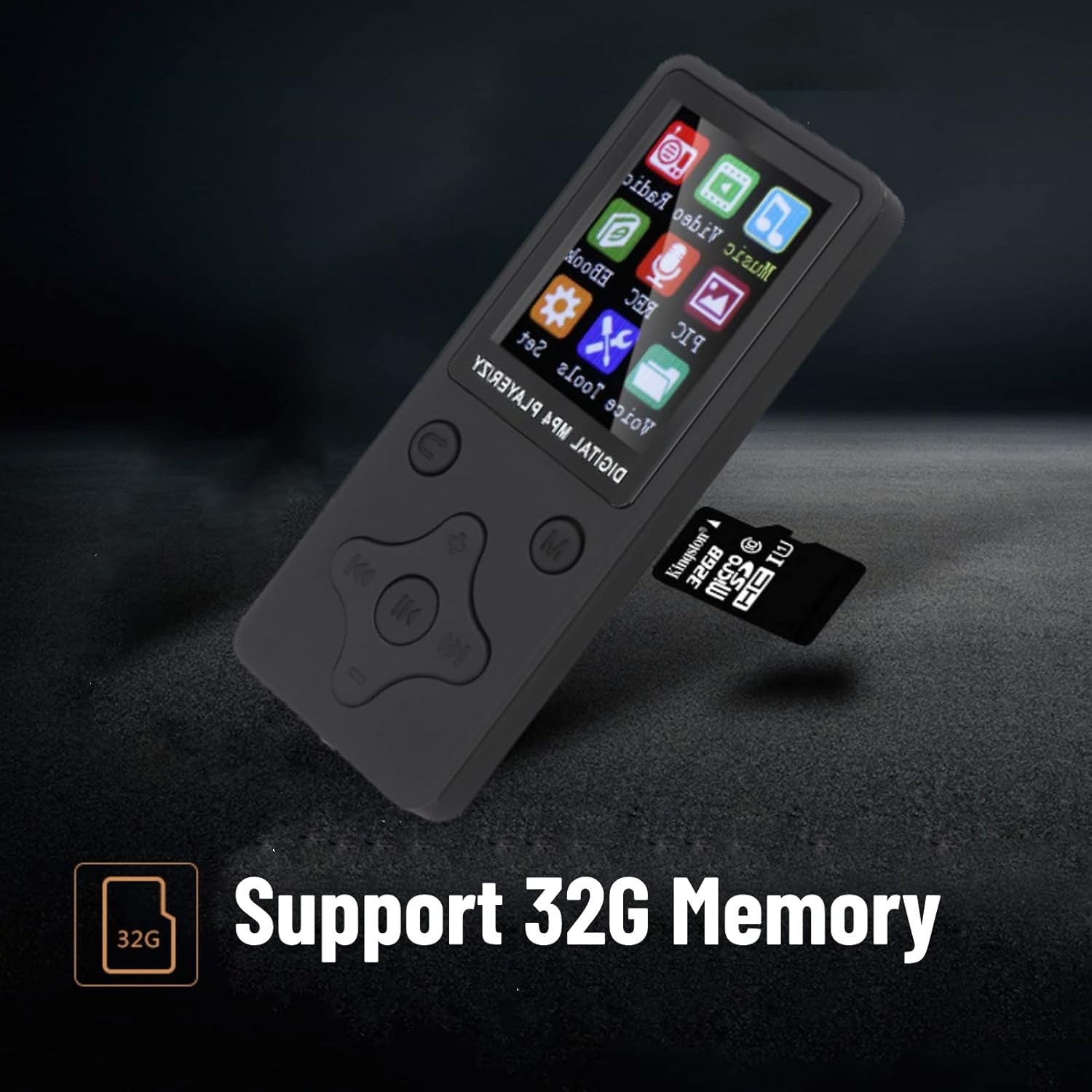 Bluetooth MP3 MP4 Player 1.8" Screen FM Radio Voice Recorder Black