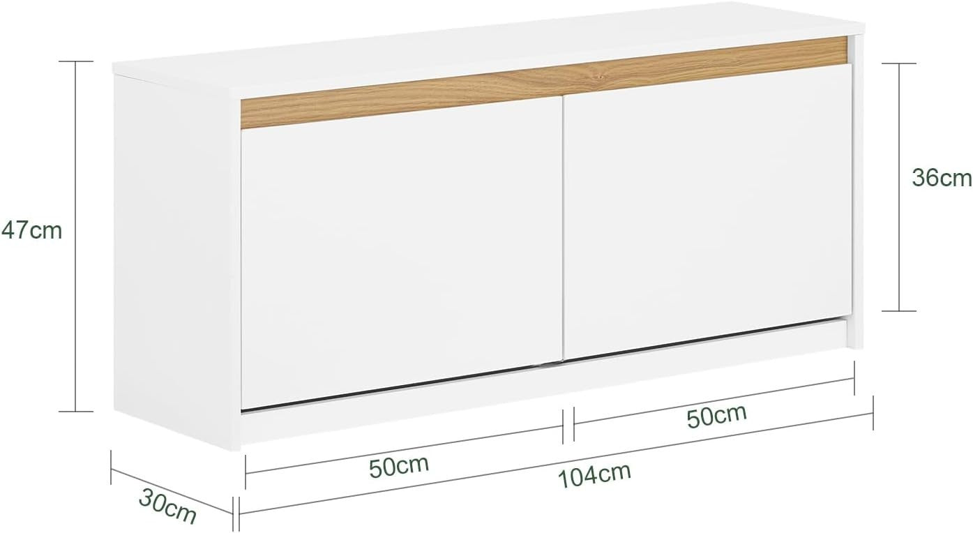 White Shoe Storage Bench with Padded Seat & 2 Flip Drawers – Hallway