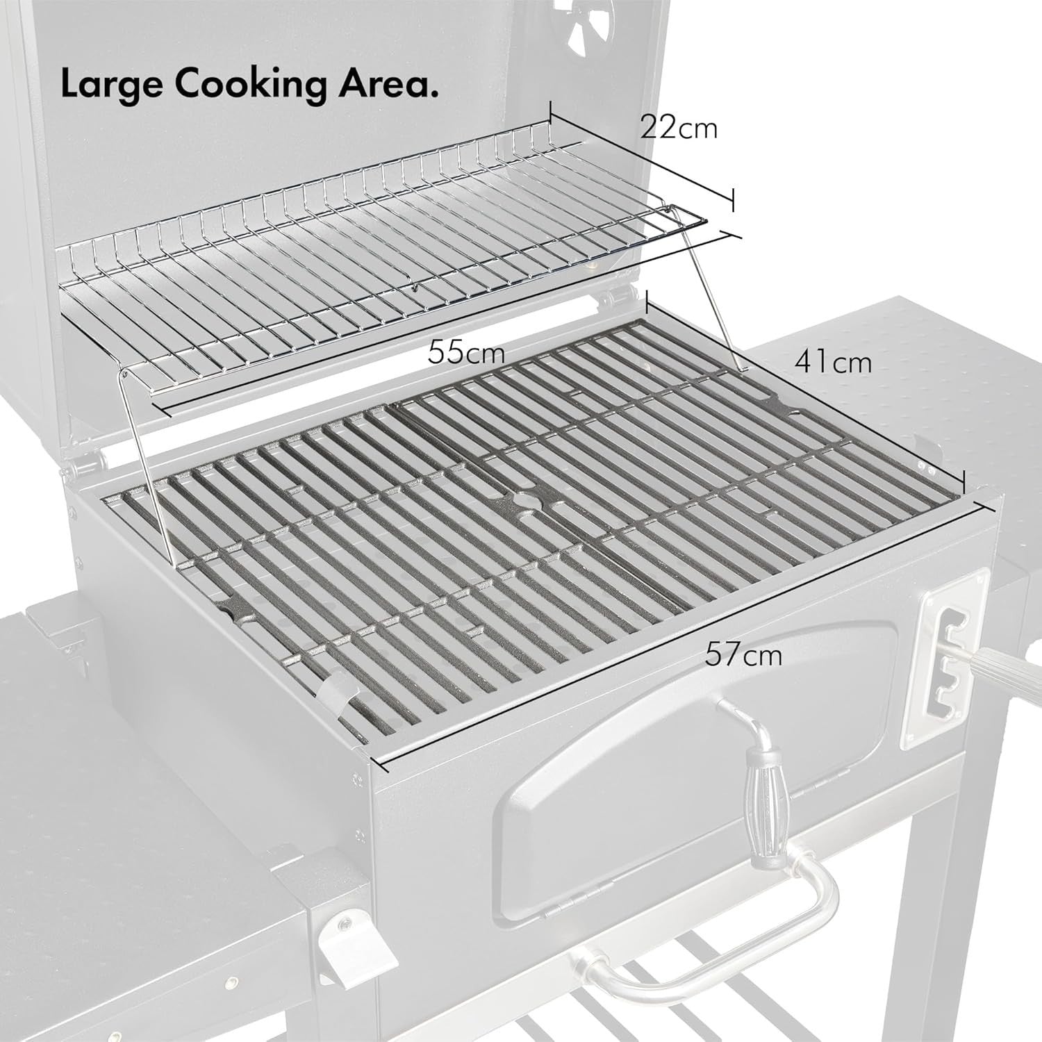 XL Charcoal BBQ Smoker with Adjustable Tray & Thermometer – Outdoor 2-in-1 Grill