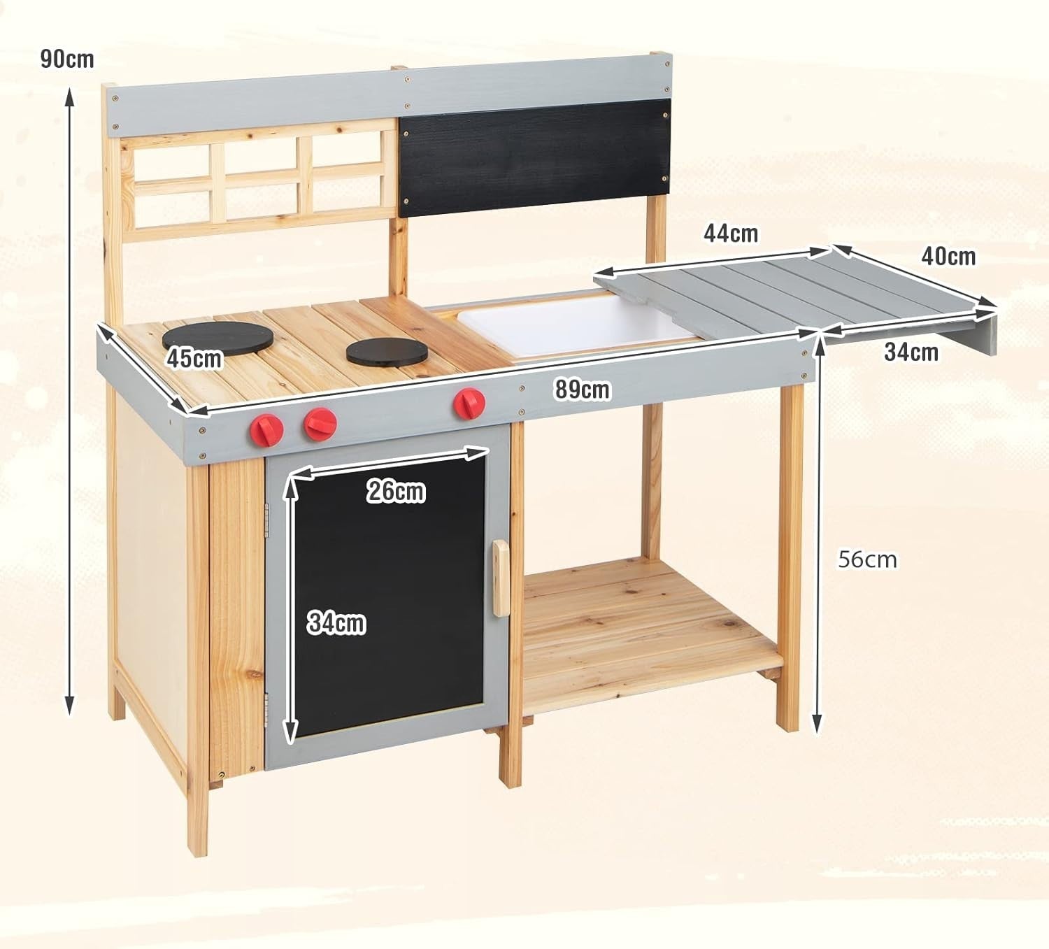 Outdoor Wooden Mud Kitchen Chalkboard Sink Kids Playset Toy