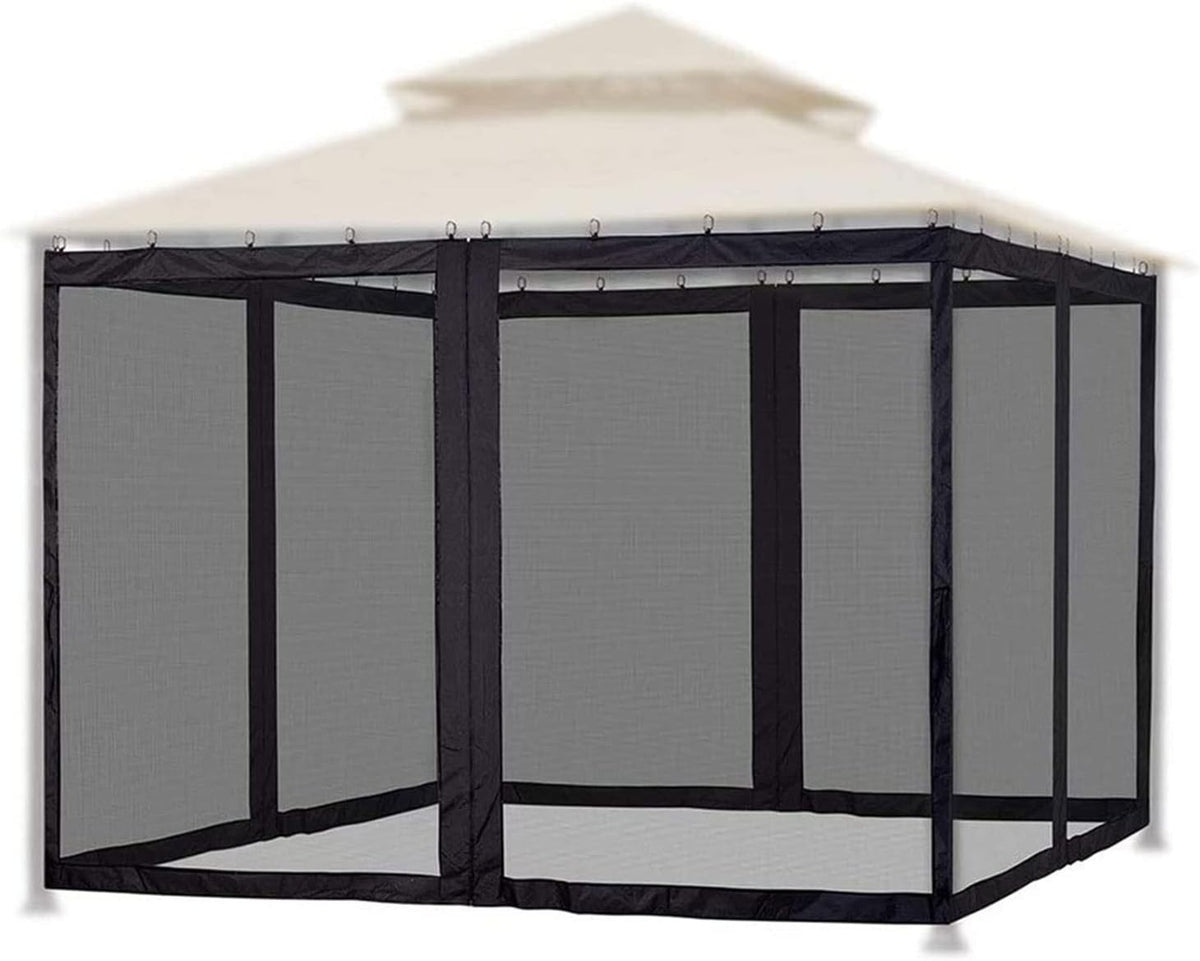 3x3m Gazebo Mosquito Net Walls Set Black Zipper Panels Insect Screen