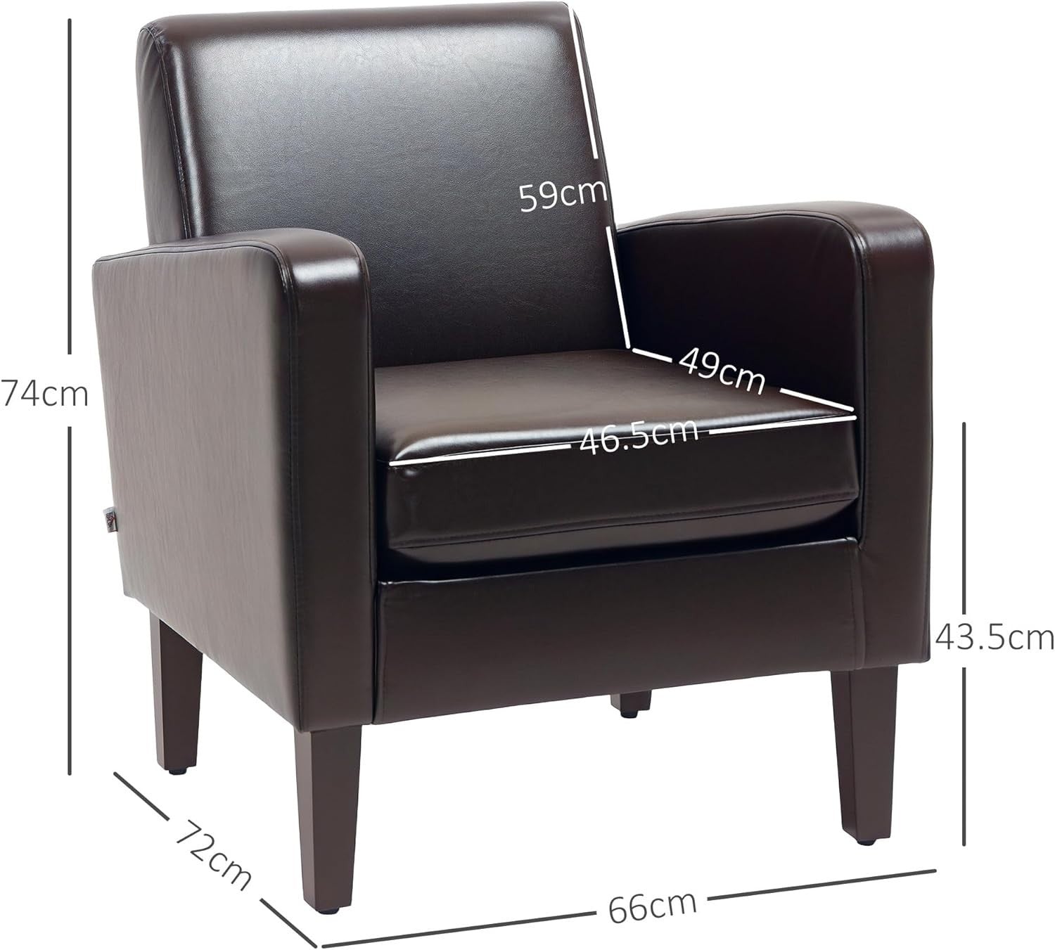 Modern Faux Leather Armchair with Eucalyptus Wood Legs | Comfortable Lounge Seat