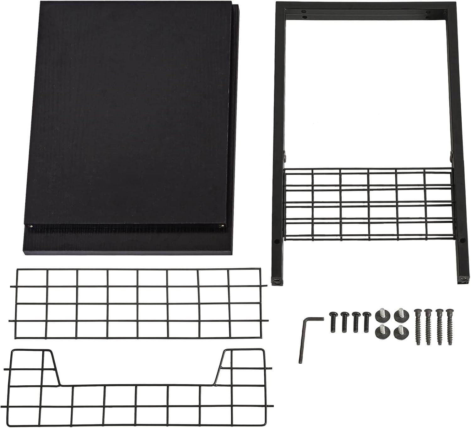 Black Marble Top Side Table with Storage Rack – Small Nightstand & Coffee Table