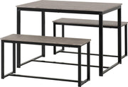 Modern 3-Piece Dining Bench & Table Set – Stone Effect, Compact & Sturdy