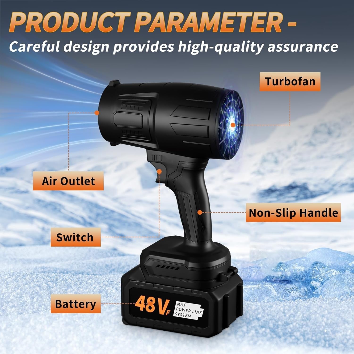300000RPM Cordless Leaf Blower Turbo Jet 48V Dual Battery Handheld