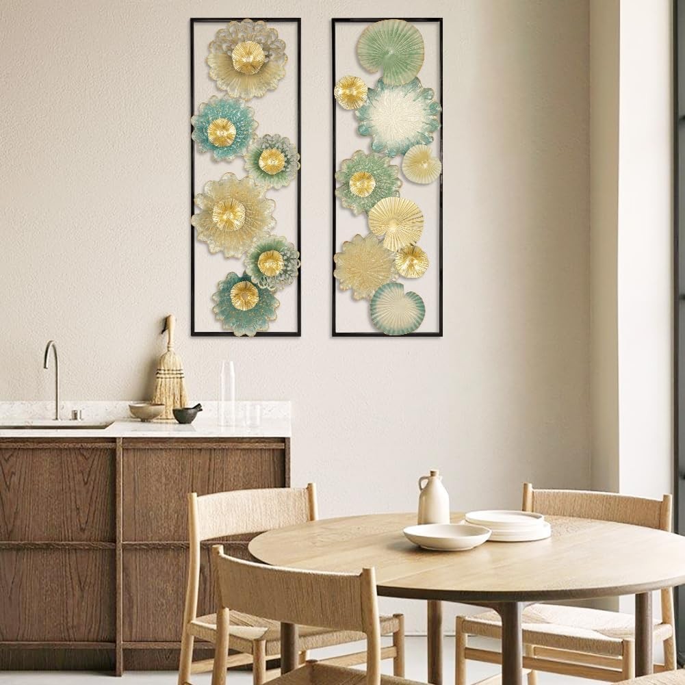 Gold Metal Wall Art Panels 90x31cm Set of 2 Modern Sculpture