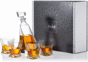Crystal Whiskey Decanter Set 5-Piece | 22oz Carafe + 4 Old Fashioned Glasses Gif