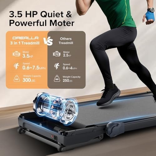 3-in-1 Foldable Walking Treadmill w/ Auto Incline & LED Display