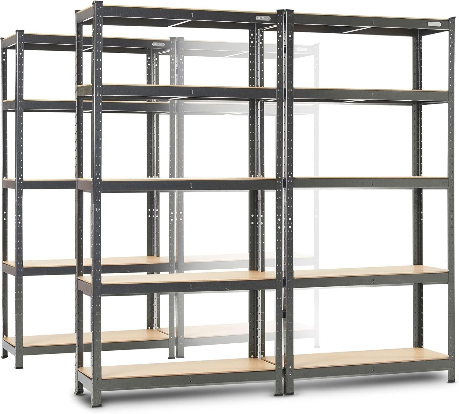 4-Pack 5-Tier Garage Shelves 180x90x40cm Heavy-Duty Adjustable Black Steel