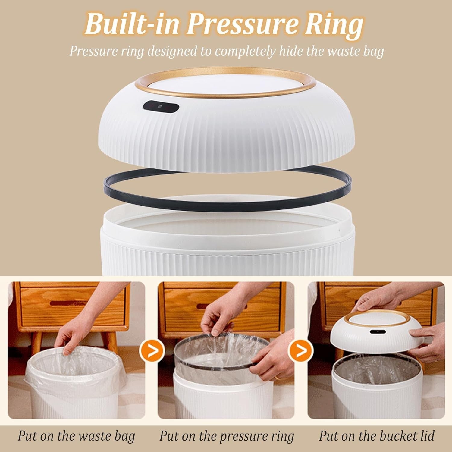 10L Smart Touchless Bathroom Bin Sensor Lid Slim White Legs