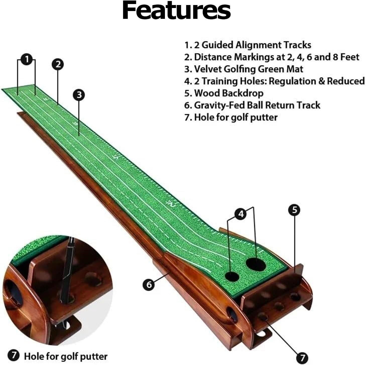 Golf Putting Mat Auto Return Indoor Practice Green Crystal Training Set