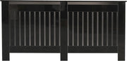 High Gloss Black Radiator Cover XL Modern Slatted Cabinet Shelf 172x19x85cm
