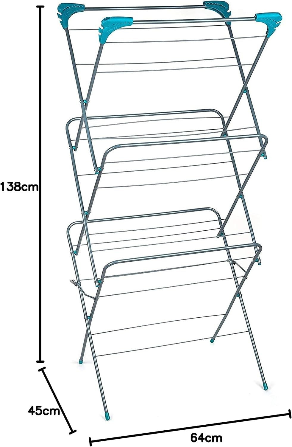 3 Tier Clothes Airer Folding Indoor Laundry Drying Rack with Side Wings