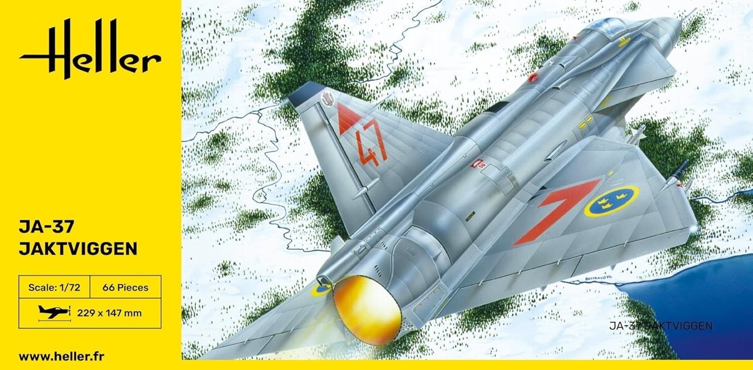 1:72 JA 37 Jaktviggen Jet Fighter Model Kit - Detailed Swedish Aircraft