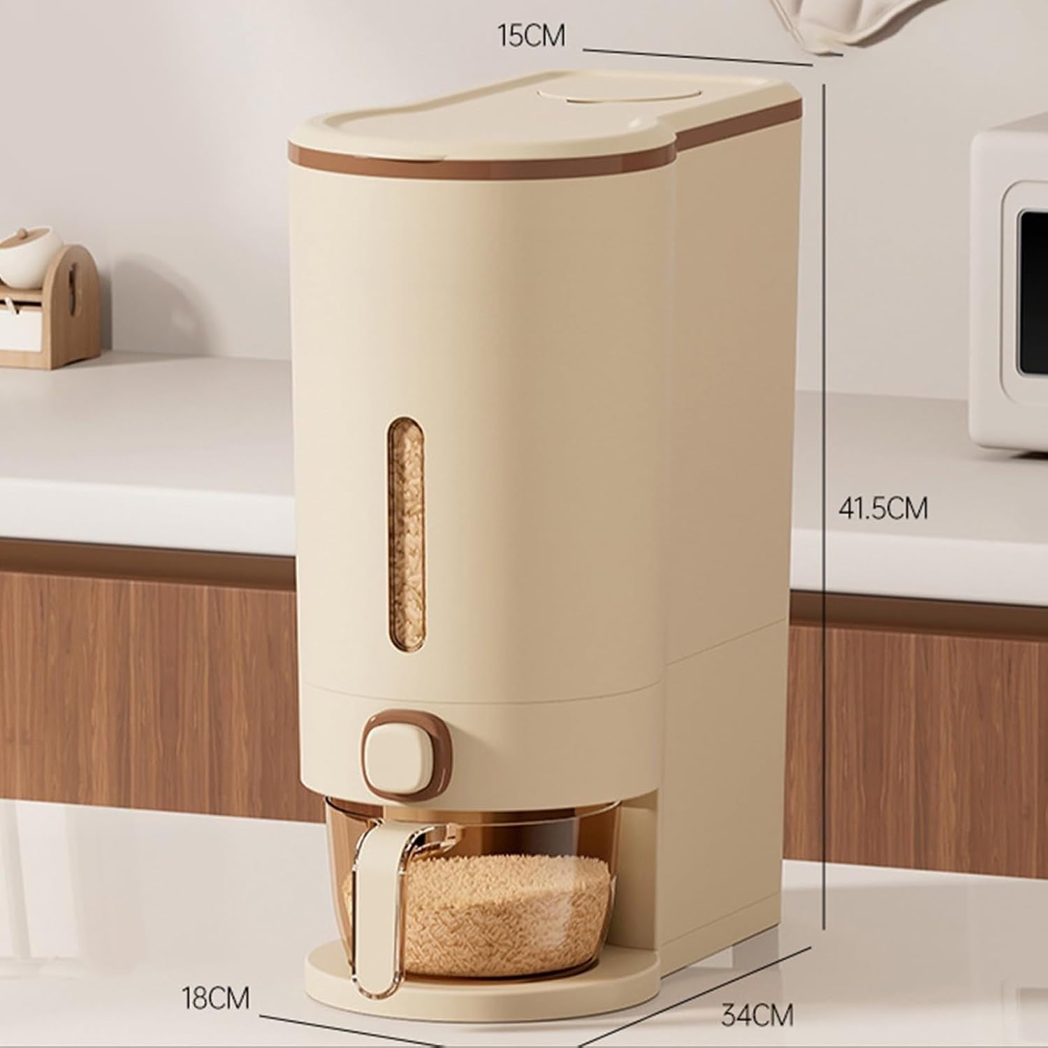 10KG Rice Dispenser Airtight Grain Storage w Window