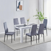 Modern Dining Table Set 4 Grey Linen Chairs | Compact Kitchen Furniture