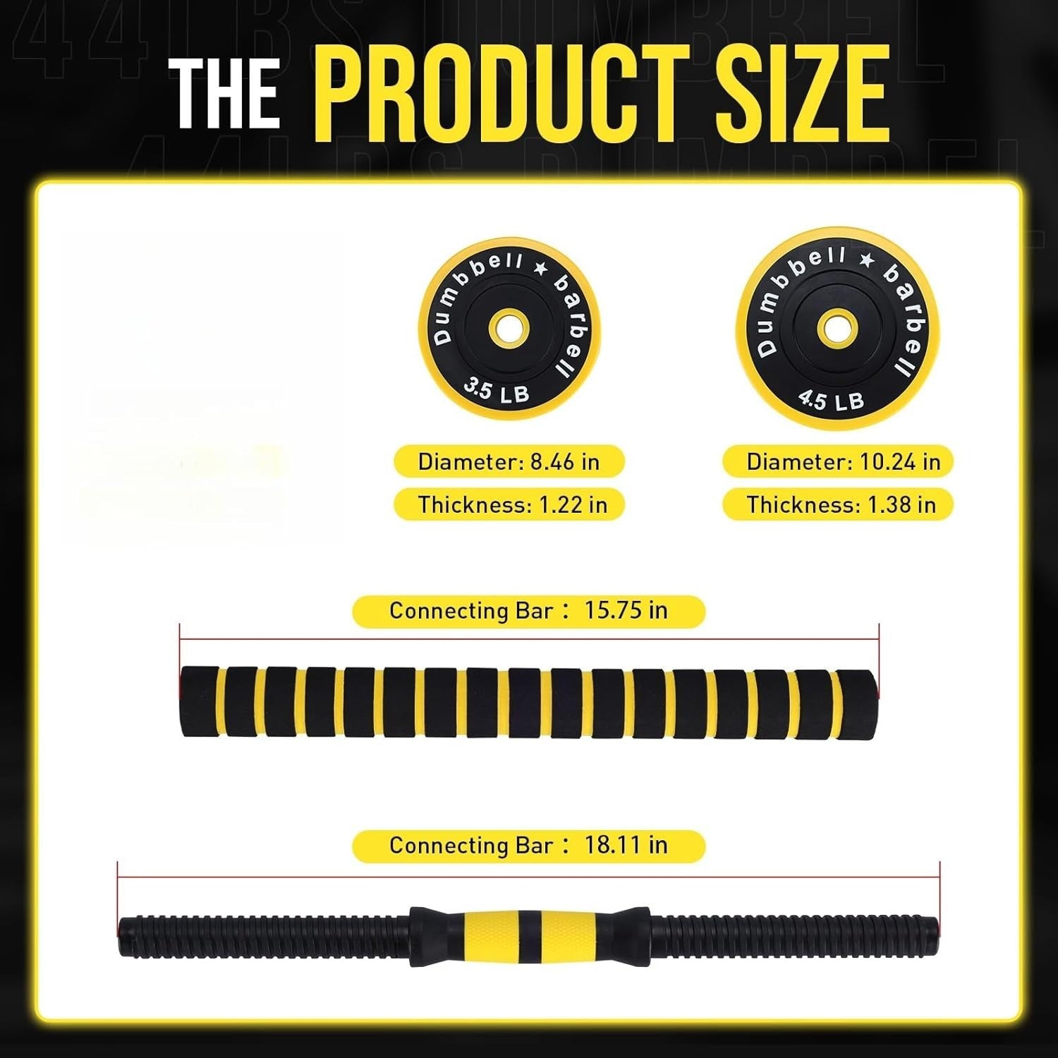 33LB 2-in-1 Adjustable Dumbbell & Barbell Set Foam Grip Home Gym