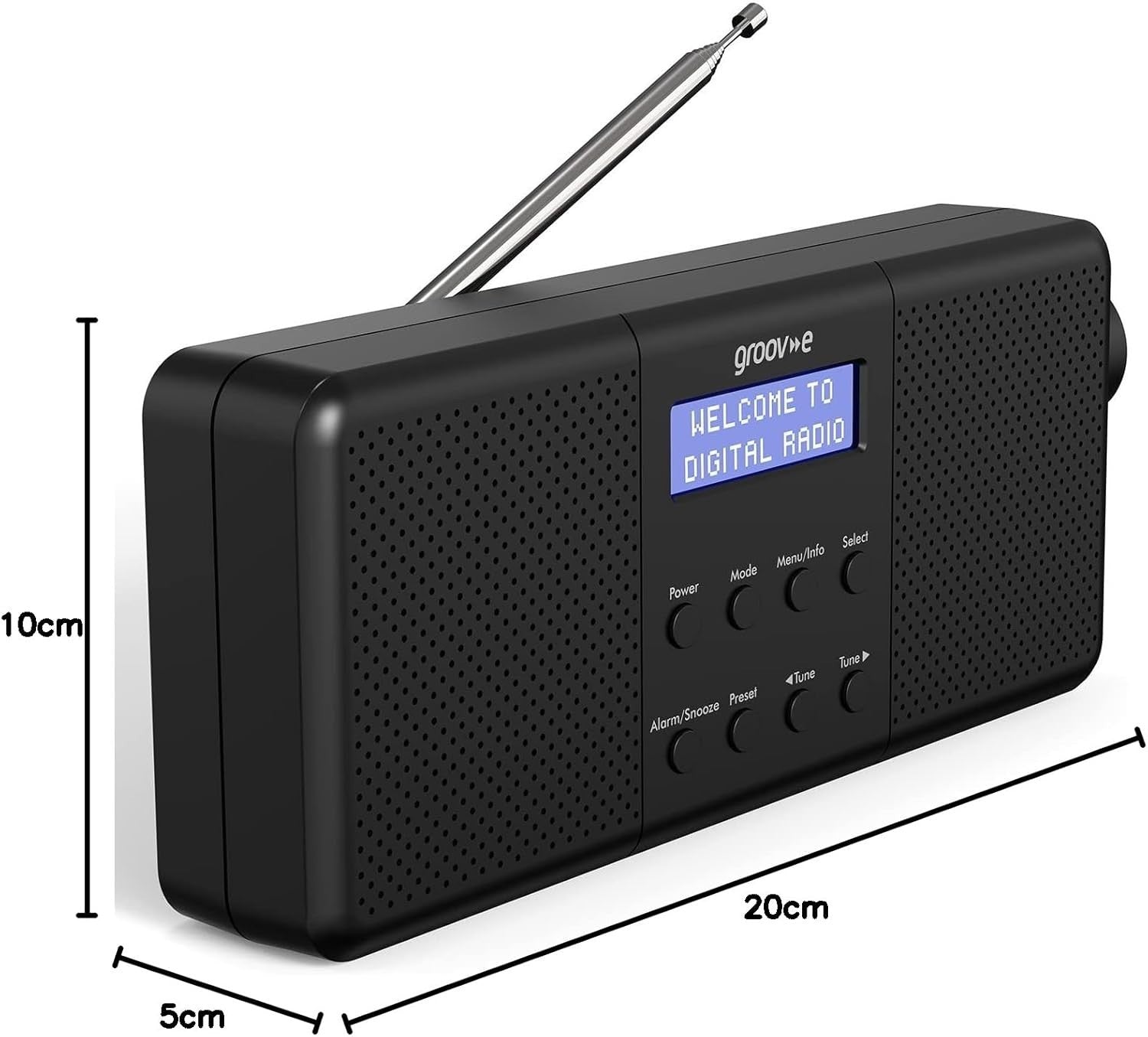 Rechargeable DAB FM Radio Bluetooth Alarm LCD 40 Presets