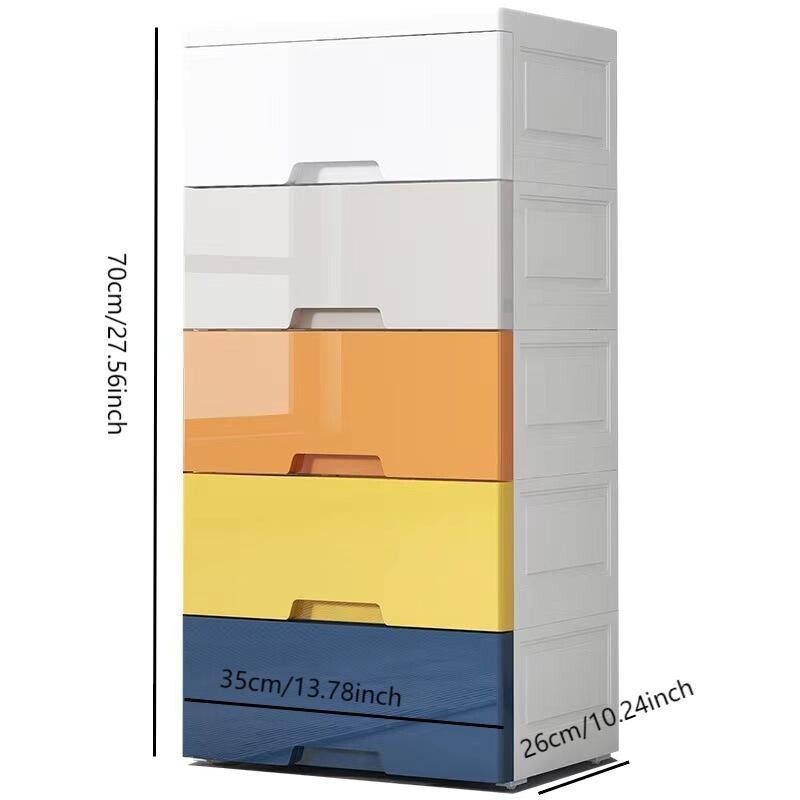 Multicolour 5 Drawer Plastic Storage Cabinet Clothes Box for Bedroom