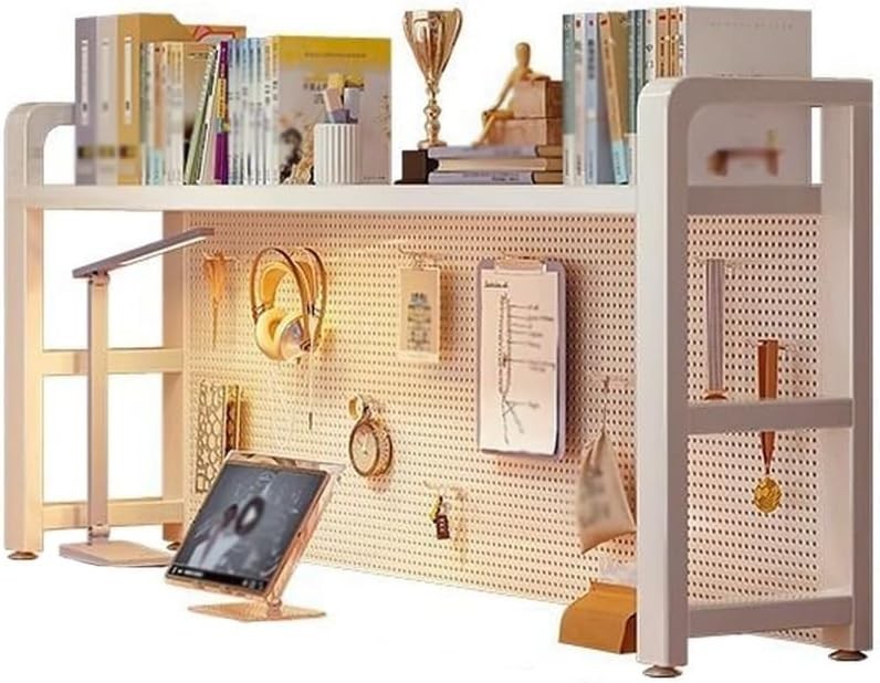 75cm Desktop Organizer Shelf 1-Tier Desk Hutch with Pegboard & Guardrails