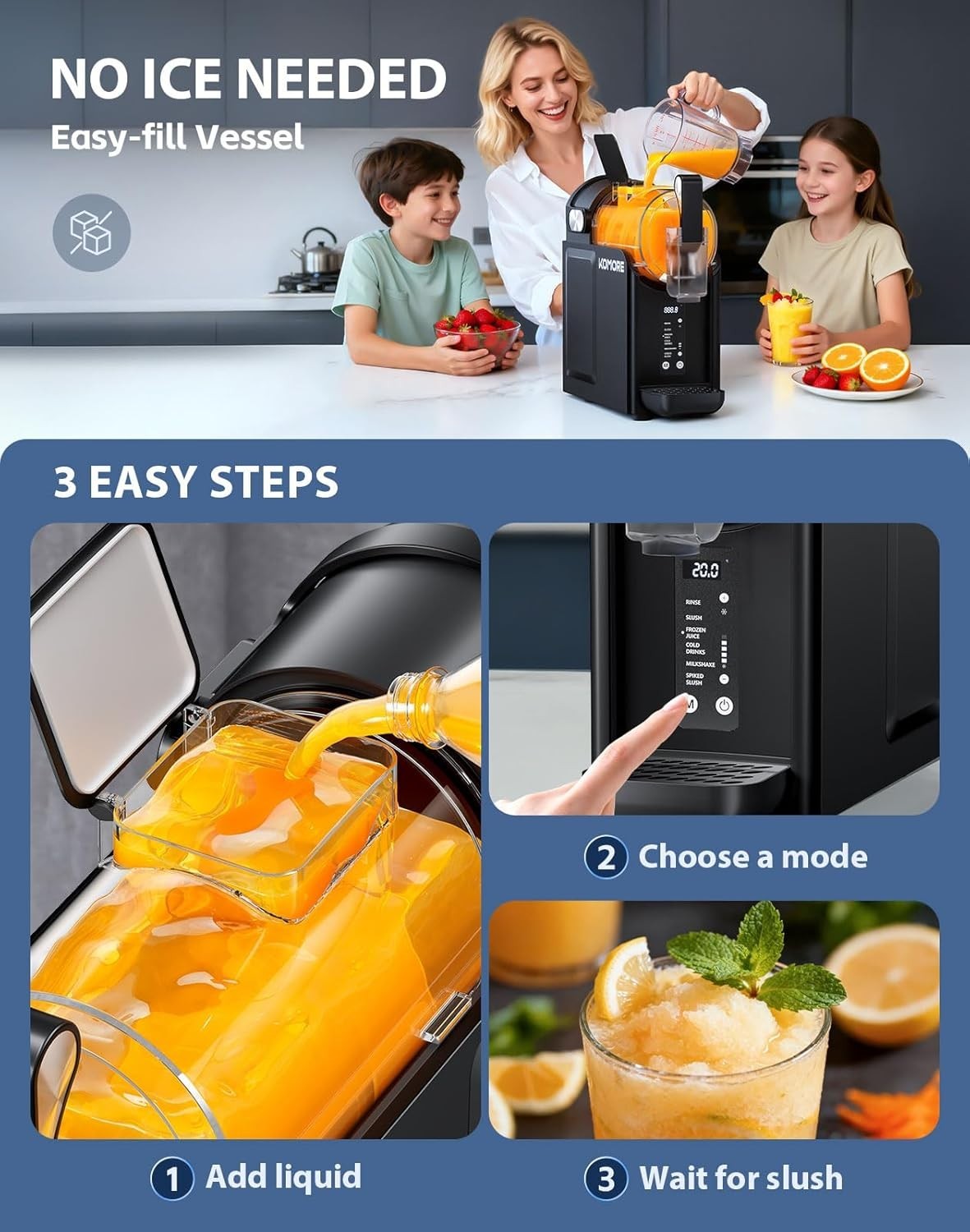 Frozen Slush Drink Maker 2L No Ice Self Cleaning 5 Presets Adjustable