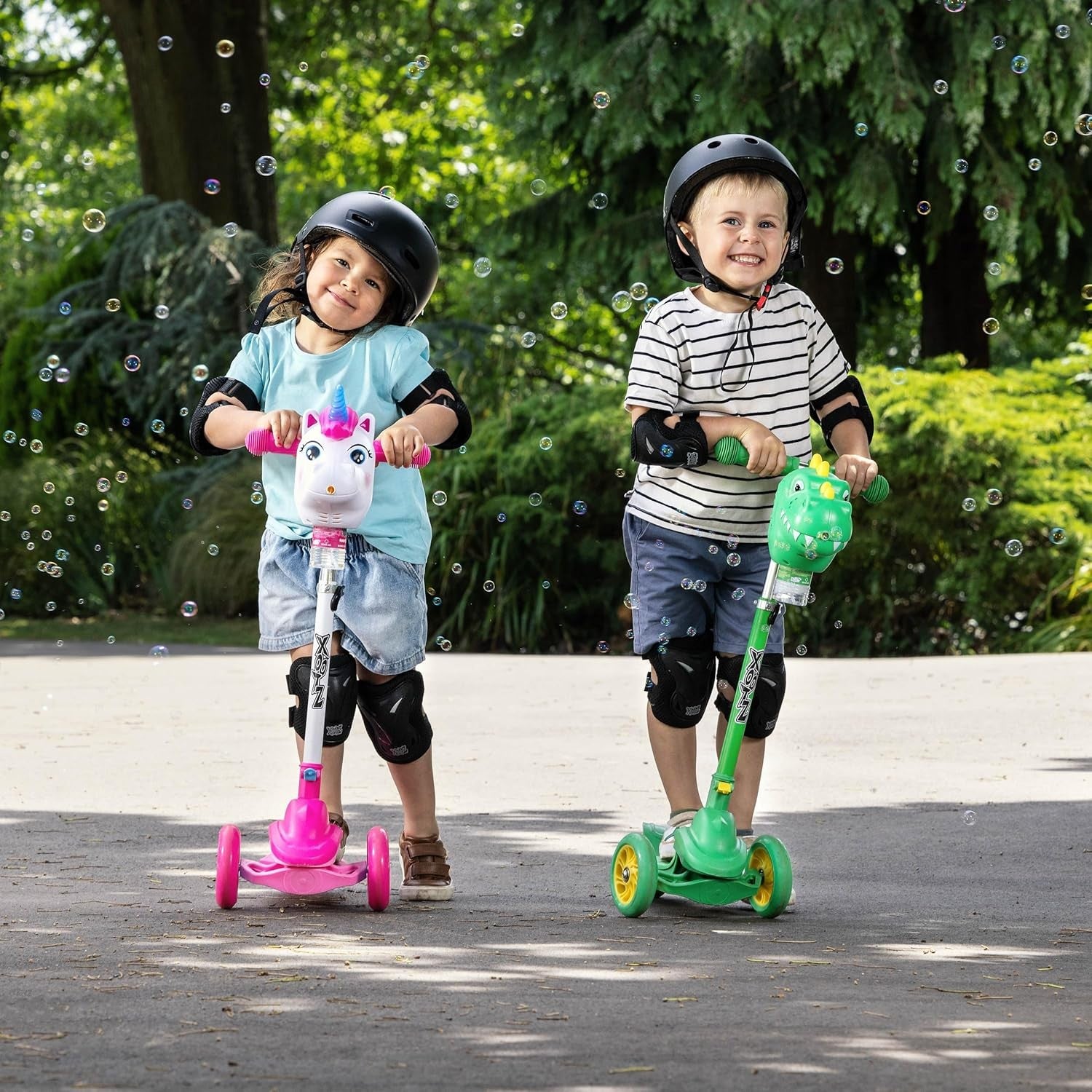 Kids 3 Wheel Bubble Scooter Foldable Adjustable Pink