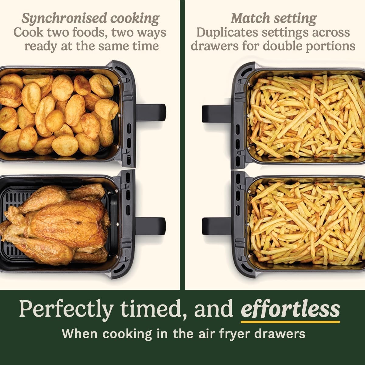 13.6L Tri-Zone Air Fryer Oven XXL 9-in-1 PFAS-Free Dual Baskets + 5L Oven Drawer