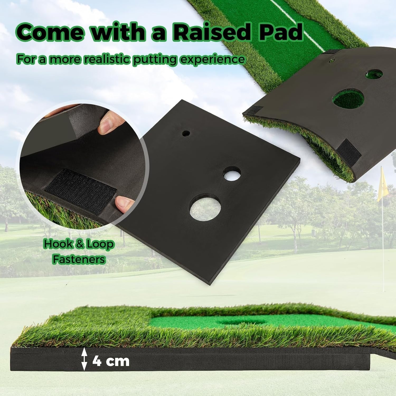 10FT Golf Putting Green Mat Indoor Outdoor Practice Trainer w/ Balls