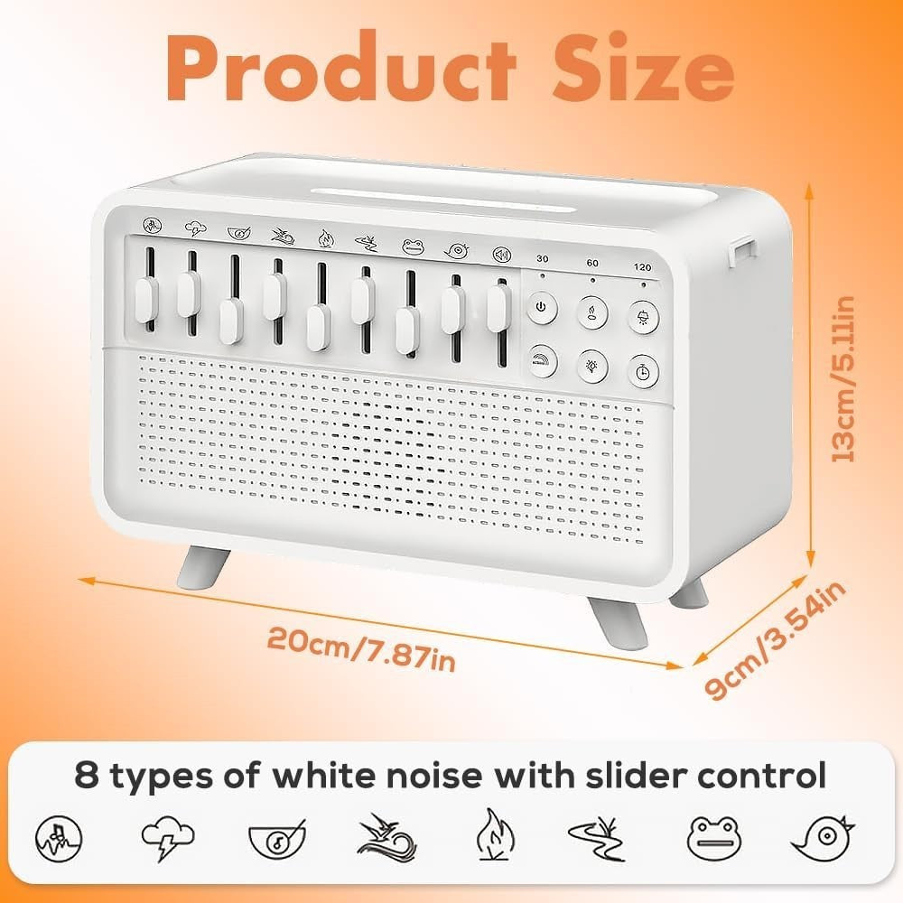 White Noise Machine with Humidifier, 8 Sleep Sounds, Night Light & Bluetooth
