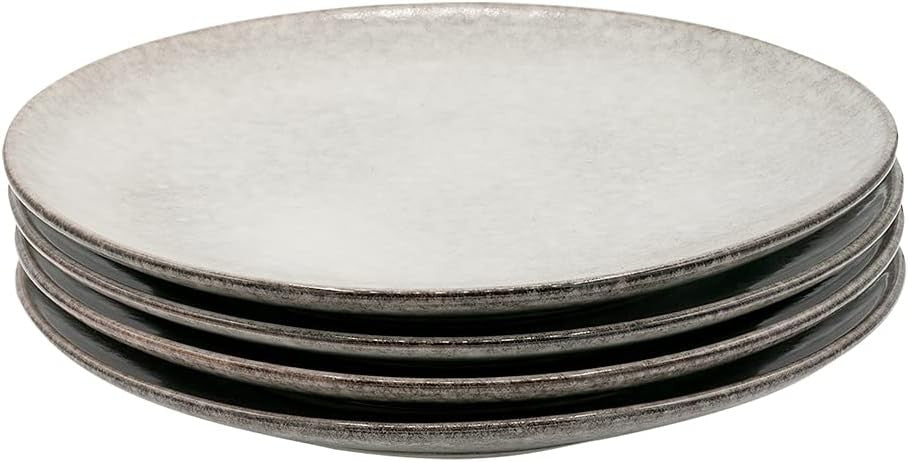 12pc Stoneware Dinner Set Grey Nordic Plates Bowls Microwave Dishwasher Safe