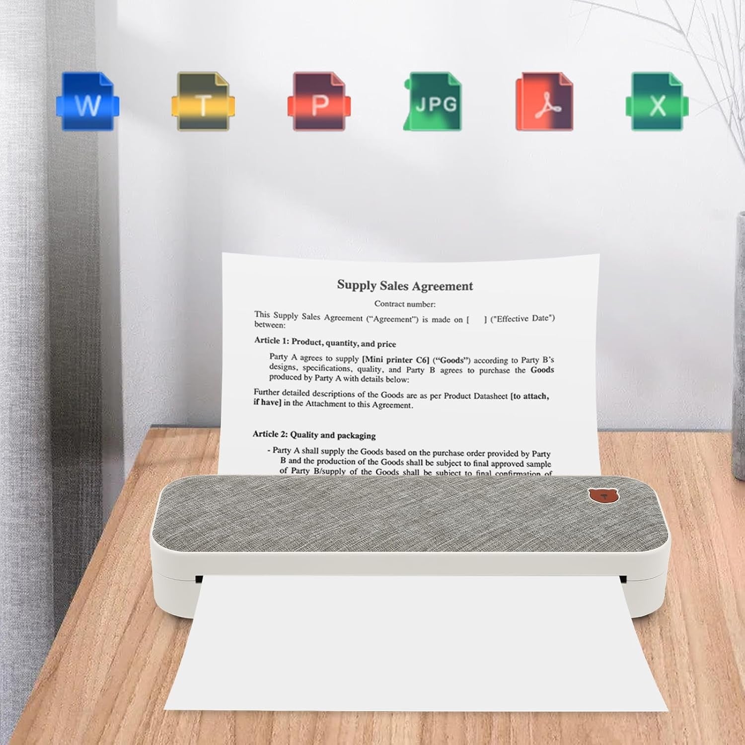 Portable A4 Thermal Printer – Wireless Bluetooth Inkless Printer
