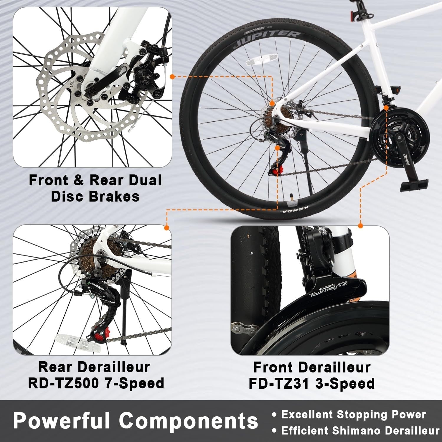 700C Road Bike 21-Speed Shimano Gears Dual Disc Brakes Lightweight Frame