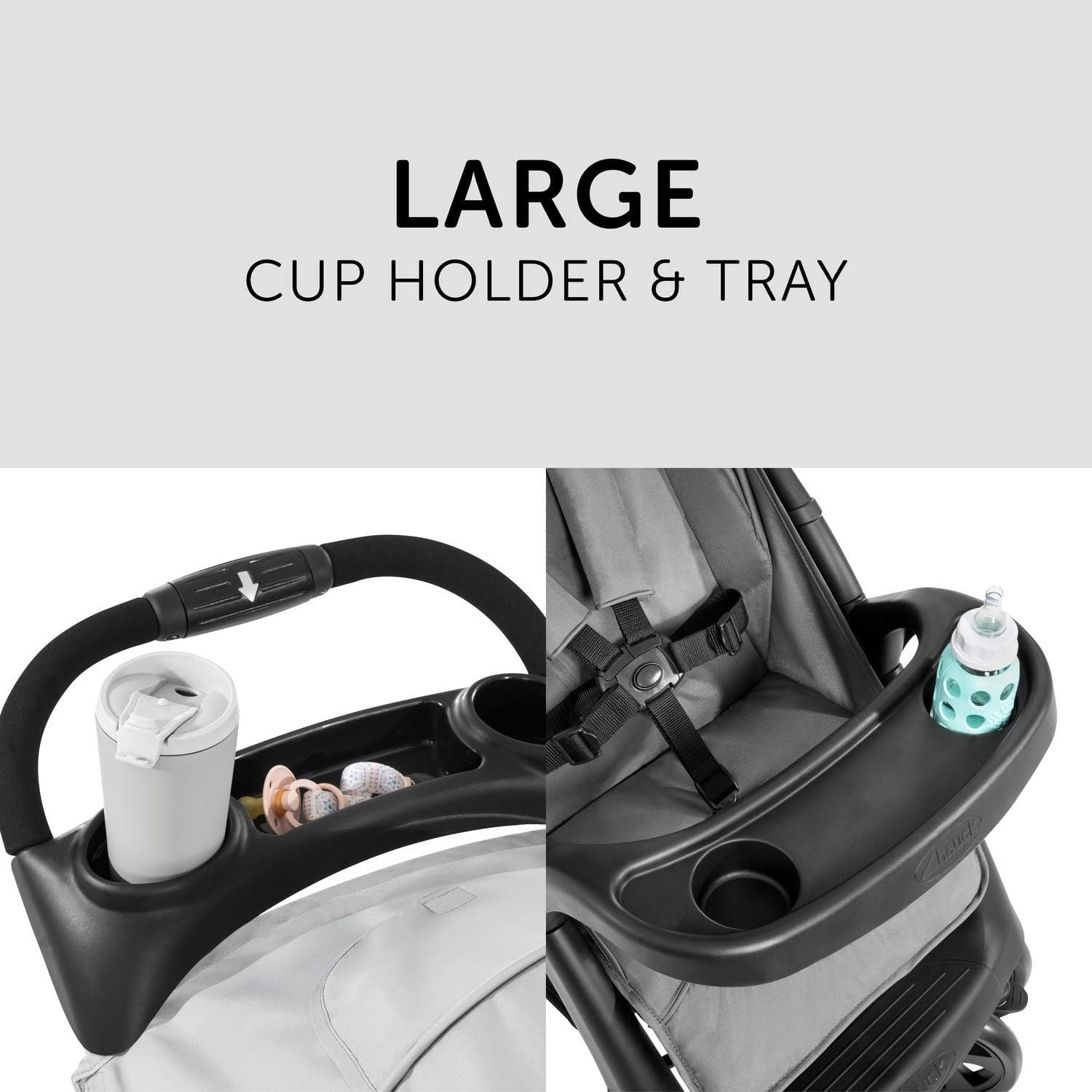 Lightweight Pushchair Compact Fold Reclining Seat Snack Tray 0-22kg Grey