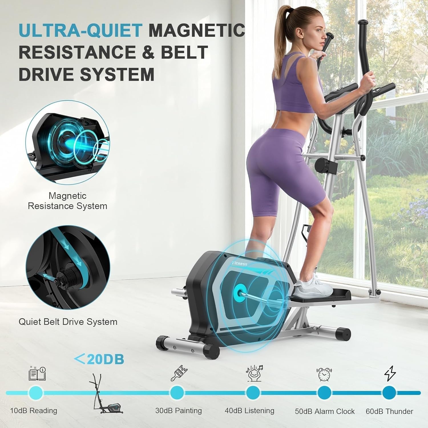 3-in-1 Elliptical Cross Trainer Home Gym 16-Level Magnetic Resistance LCD