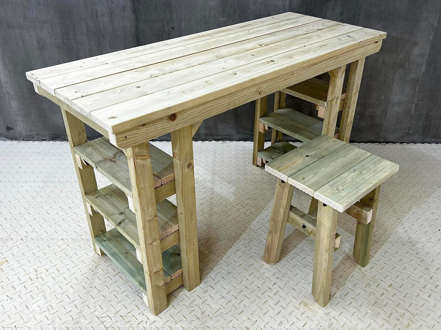 150cm Wooden Garden Potting Table with Chair – Multi-Purpose Outdoor Workbench