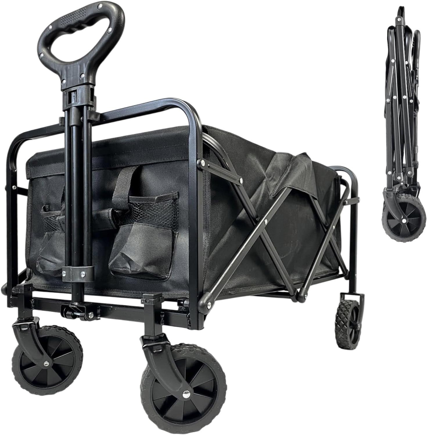 70L Folding Festival Trolley Lightweight Camping Garden Wagon 100kg Load Black