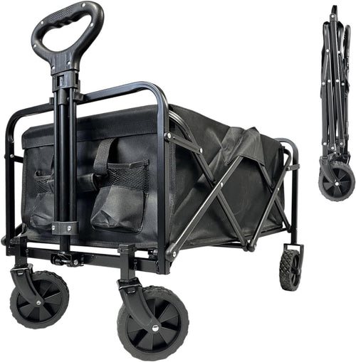 70L Folding Festival Trolley Lightweight Camping Garden Wagon 100kg Load Black