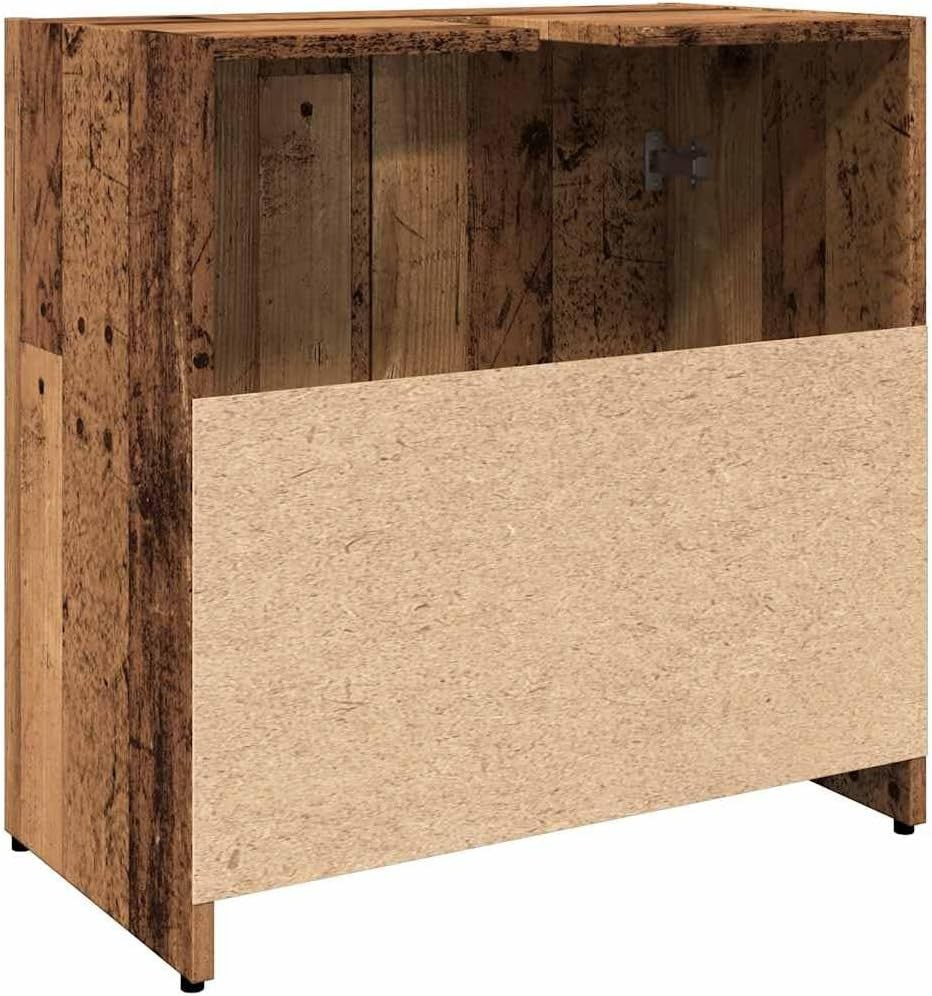 Rustic Old Wood Bathroom Sink Cabinet | 60x33x60cm Modern Storage Unit