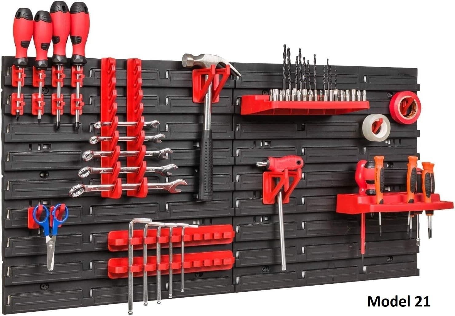 Wall Mounted Tool Peg Board Garage Workshop Organizer Rack Set