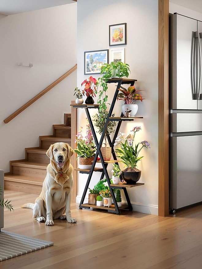 7 Tier Metal Plant Stand with Grow Lights Indoor Tall Flower Shelf Display Rack