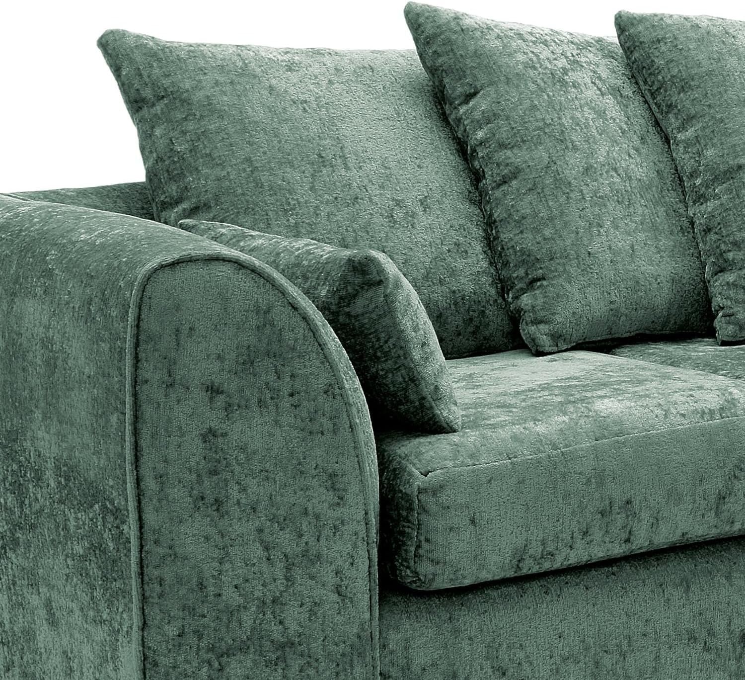 U-Shaped Sofa Rifle Green Chenille Modern 3+2 Seater Sectional w/ Footstool