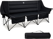Heavy Duty 3-Seater Folding Camping Chair with Cup Holders & Bottle Opener