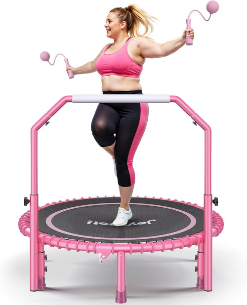 40in Foldable Fitness Trampoline Rebounder Adjustable Handle 450LBS