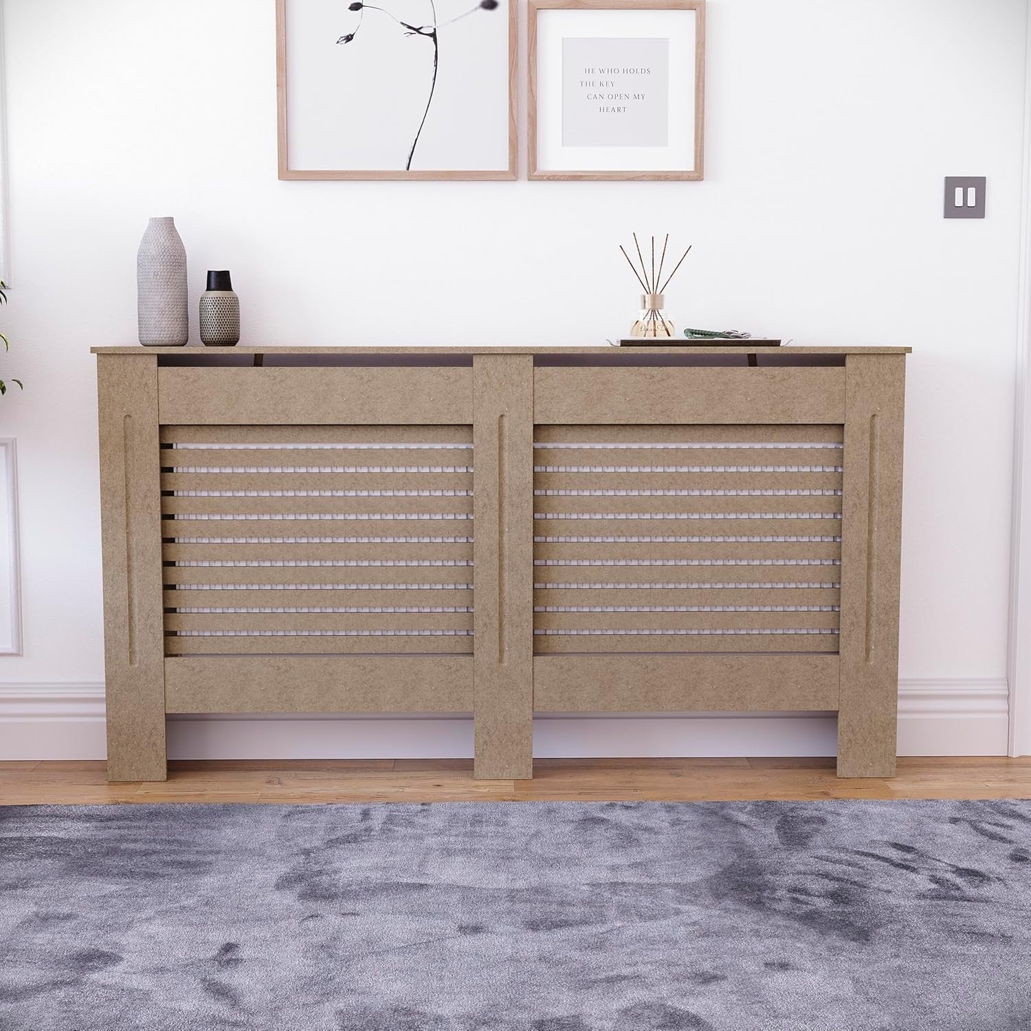 Large Unfinished Radiator Cover MDF Modern Grill Customisable Heat Efficient