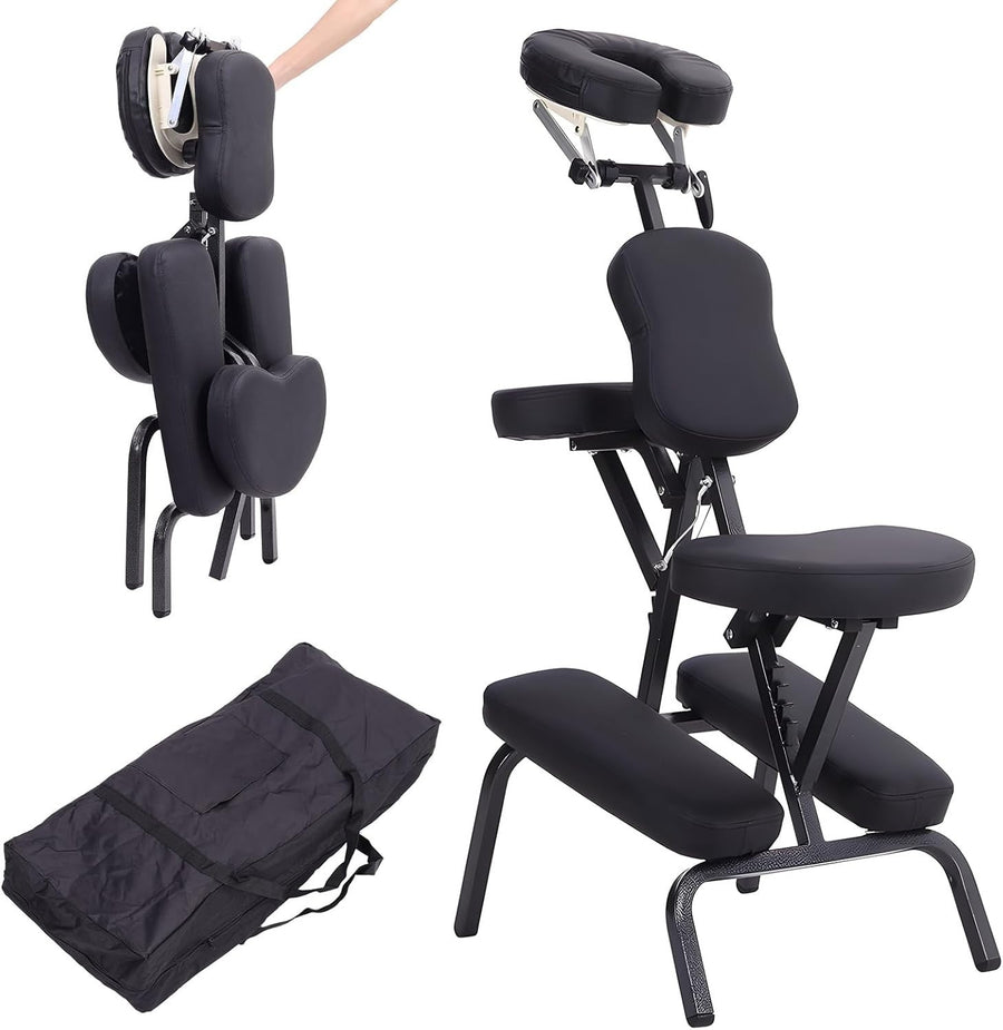 Portable Folding Massage Chair Adjustable Tattoo Beauty Spa Stool w/ Carry Case