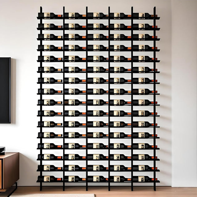 80 Bottle Wall Mounted Wine Rack Metal Wine Storage Display Black Home Bar Decor